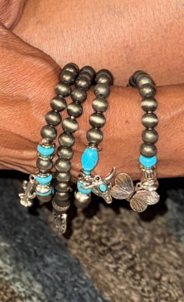 Western Turquoise Beaded Multi Layer Bracelet - Image 3